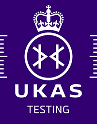 655664a4056b0a90e7fe5efd_UKAS Accreditation Symbol - white on purple - Testing